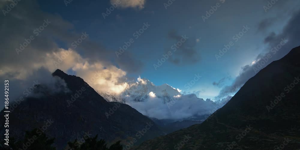 Sunset view of Makalu peak in Tibet, China Sunset view of Makalu peak in Tibet, China