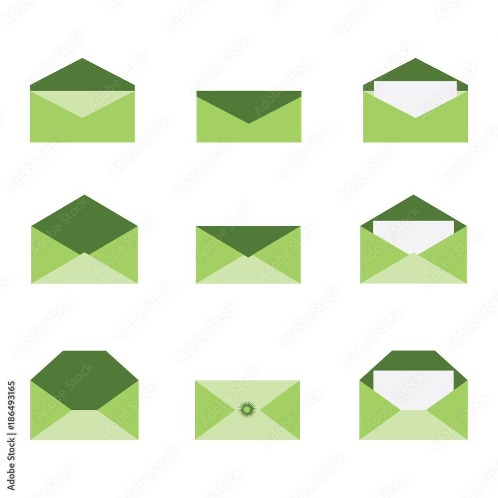 Set of envelope on the white background, Concept vector of letter Set of envelope on the white background, Concept vector of letter