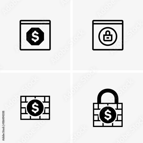 Set of paywall ( information blocking ) symbols photo