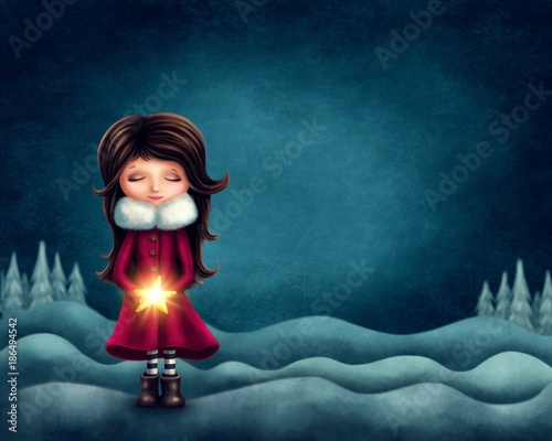 Fototapeta Little girl with star