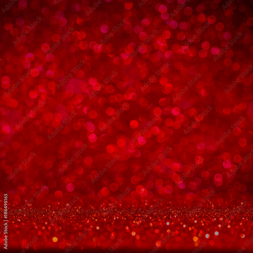 Abstract Red bokeh background. Beautiful holiday background for Christmas, valentine, 2018 new year, celebration day.