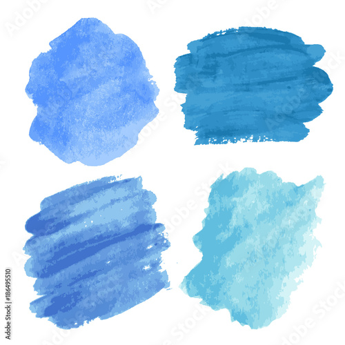 Set of blue watercolor vector stains