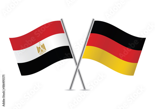 Egypt and germany flags. Vector illustration.