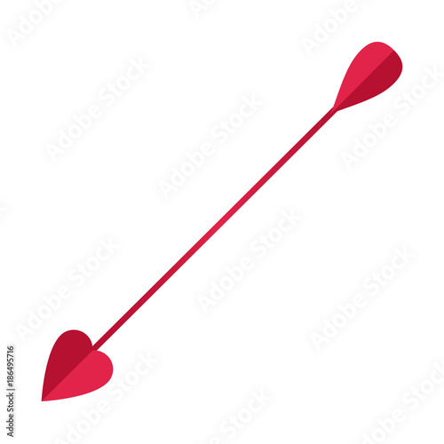 Vector icon red cupid arrow isolated.  Heart, love, festive attribute of St. Valentine's day, vector icon illustration isolated layers on a white background