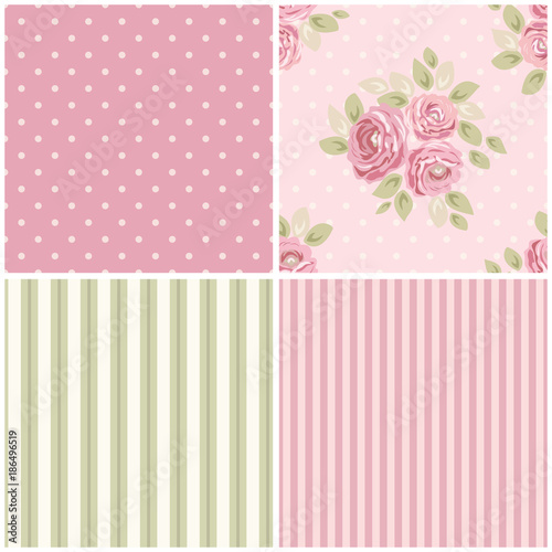 Cute vintage seamless shabby chic floral patterns for your decoration