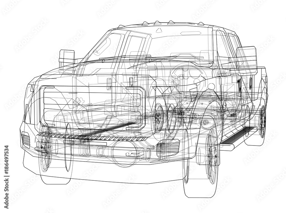 Car SUV drawing outline. Vector