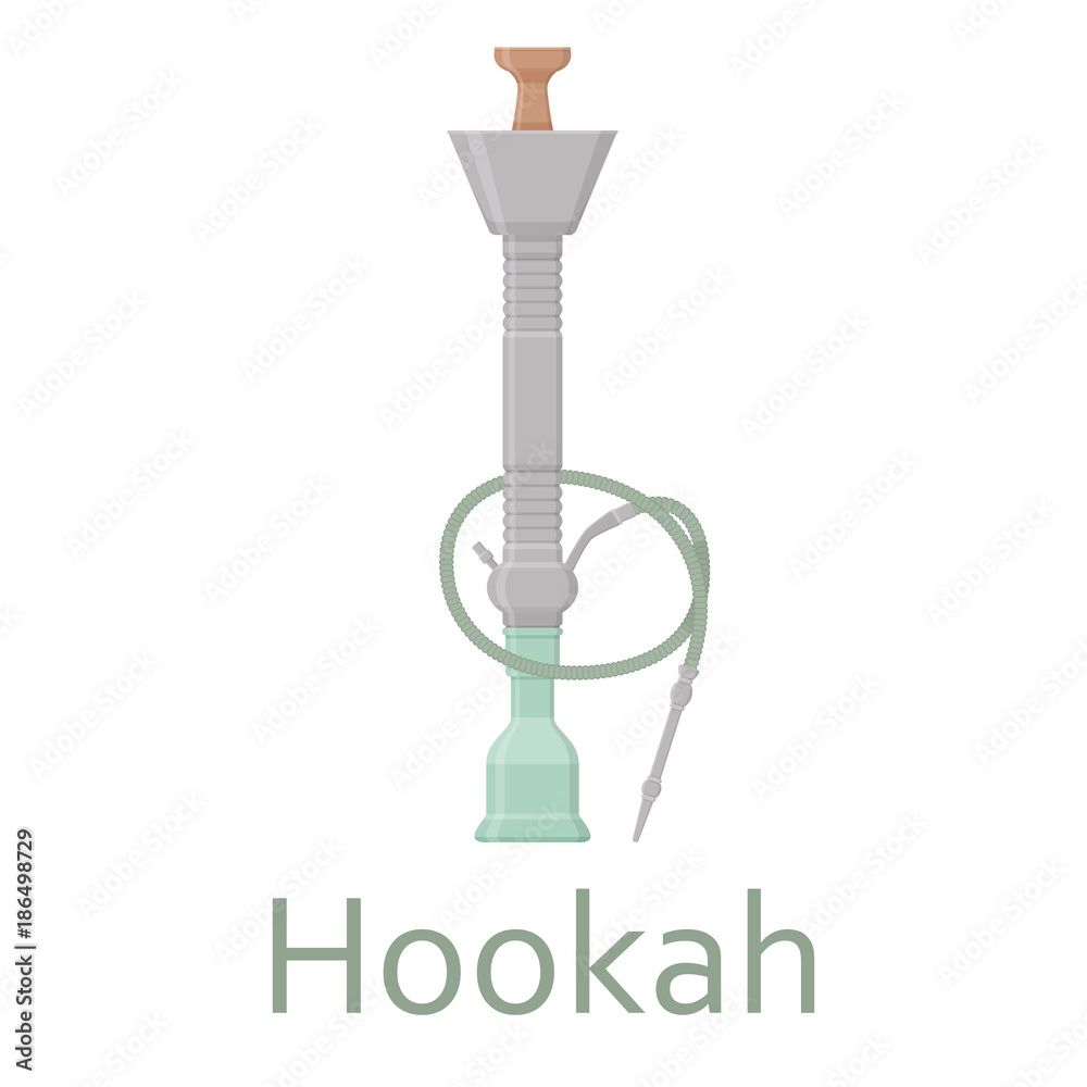 Hookah flat with pipe for smoking tobacco and shisha. Isolated on white background. Vector illustration Hookah flat with pipe for smoking tobacco and shisha. Isolated on white background. Vector illustration