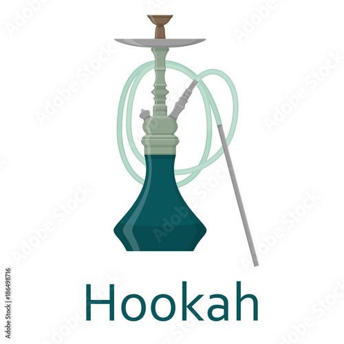 Hookah flat with pipe for smoking tobacco and shisha. Isolated on white background. Vector illustration