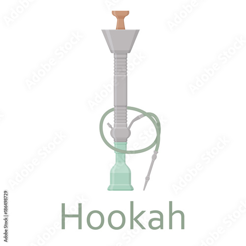 Hookah flat with pipe for smoking tobacco and shisha. Isolated on white background. Vector illustration