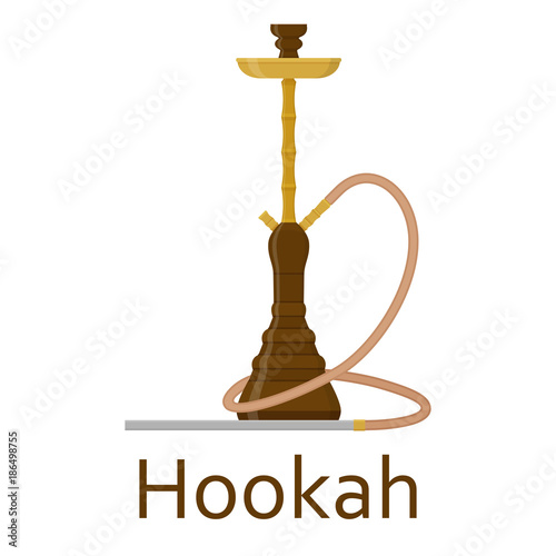 Hookah flat with pipe for smoking tobacco and shisha. Isolated on white background. Vector illustration
