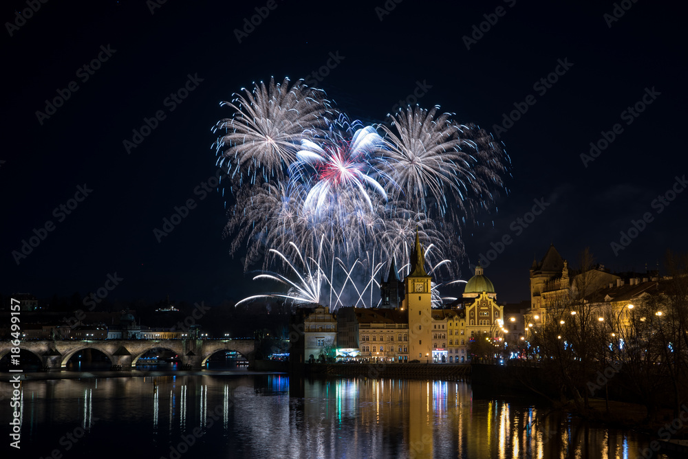 Prague New year's fireworks 2018