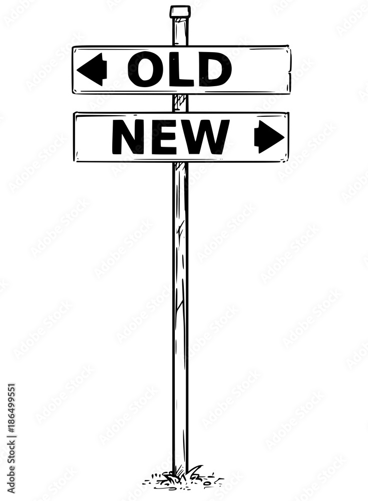 Two Arrow Sign Drawing of Old or New Decision Arrows Two Arrow Sign Drawing of Old or New Decision Arrows