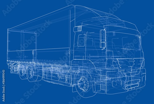 European truck outlined vector