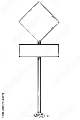 Drawing of Empty Blank Traffic Sign