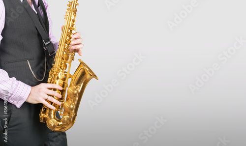 professional saxophonist close up