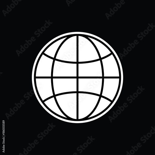 Globe symbol black and white vector illustration