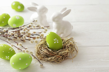 easter eggs and flowers
