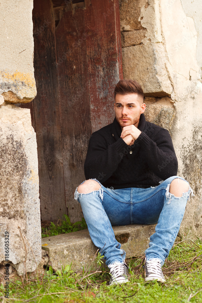 Attractive guy in a old house Attractive guy in a old house