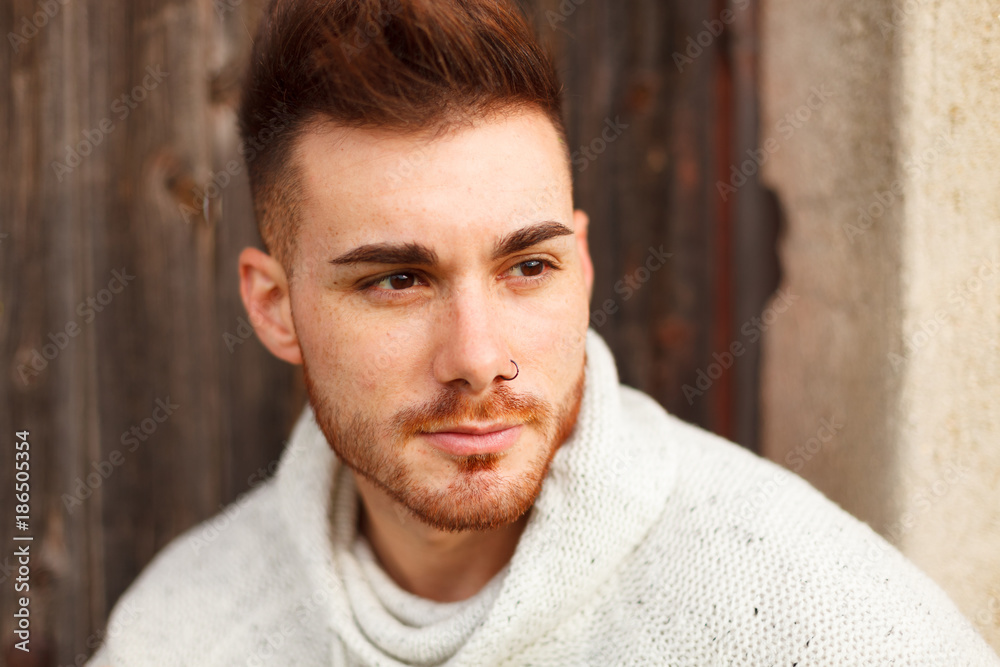 Fototapeta premium Attractive guy in a old house