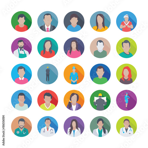 Colourful Flat Icons Pack of Professions
