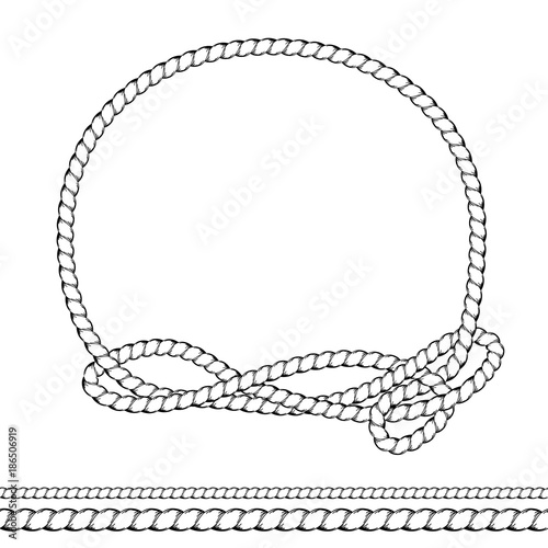 Rope Frame for your text on isolated white background. Vector illustration.