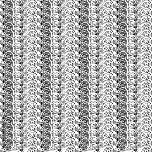 Vector Seamless Wave Hand-drawn Pattern. Waves Geometric Background. Can be used for web page background, wallpaper, pattern fills, surface textures.