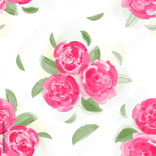 Provence seamless rose peony pattern