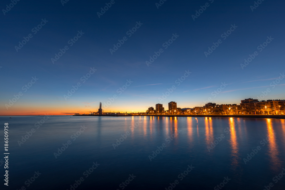 Badalona skyline at twilight