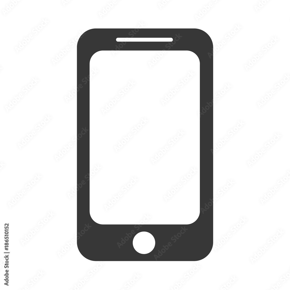 Icon design of black modern touchscreen phone. Icon design of black modern touchscreen phone.