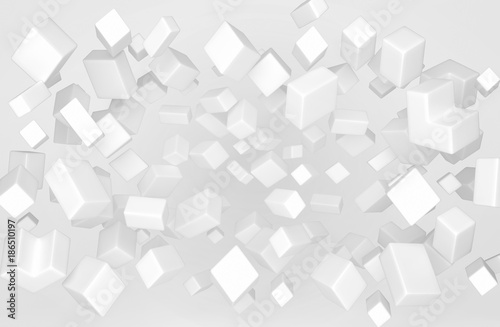Abstract accumulation of white polygons. 3d render
