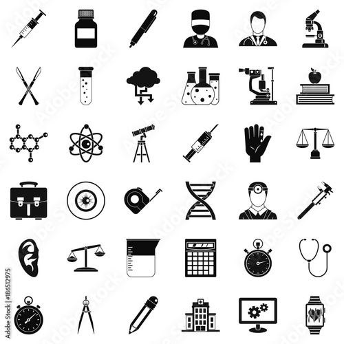 Science icons set, simple style