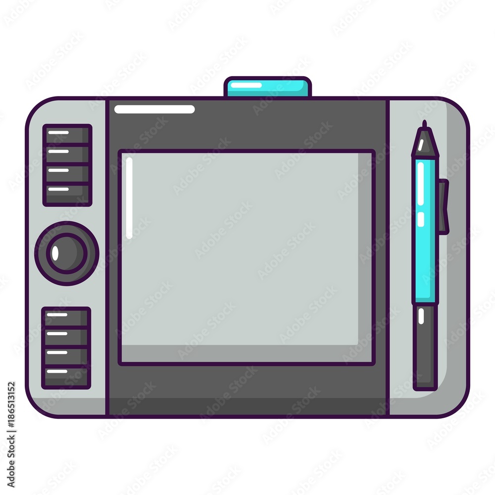 Fototapeta premium Graphic tablet icon, cartoon style