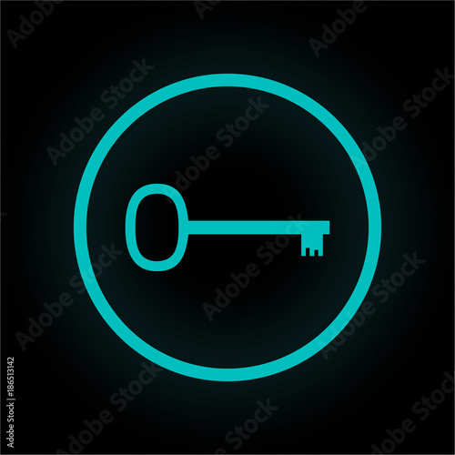 Neon Button rund - Schlüssel