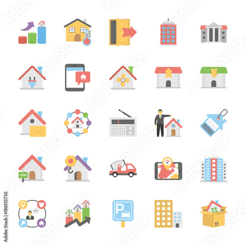 Real Estate Flat Vector Icons
