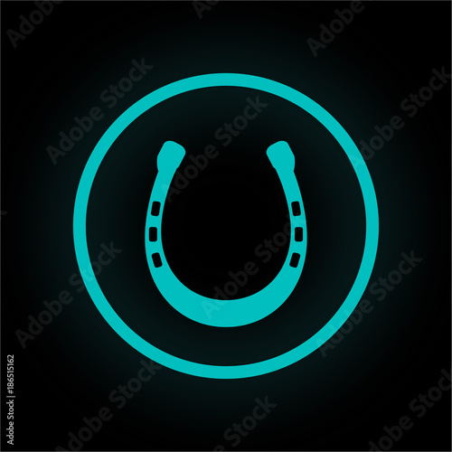 Neon Button rund - Hufeisen