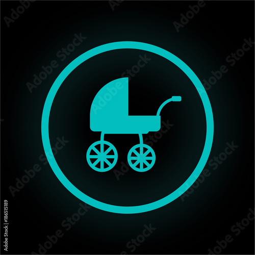 Neon Button rund - Kinderwagen