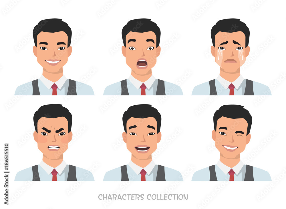Set of emotions for asian business man. Set of emotions for asian business man.