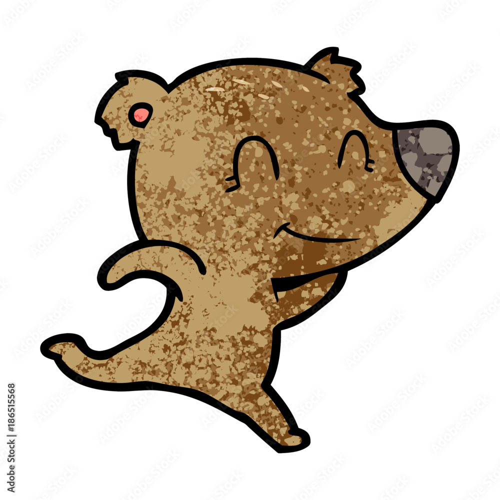 Obraz premium friendly bear running cartoon