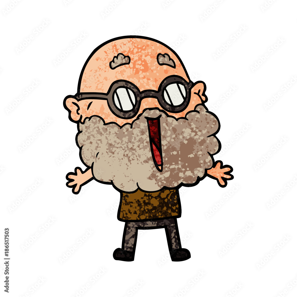 cartoon joyful man with beard cartoon joyful man with beard