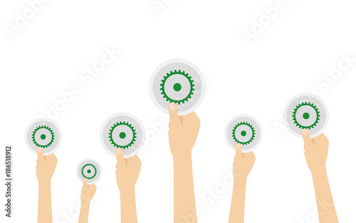 Hände halten Zahnrad - Einstellungen