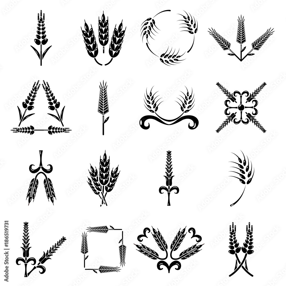 Obraz premium Ear corn icons set, simple style