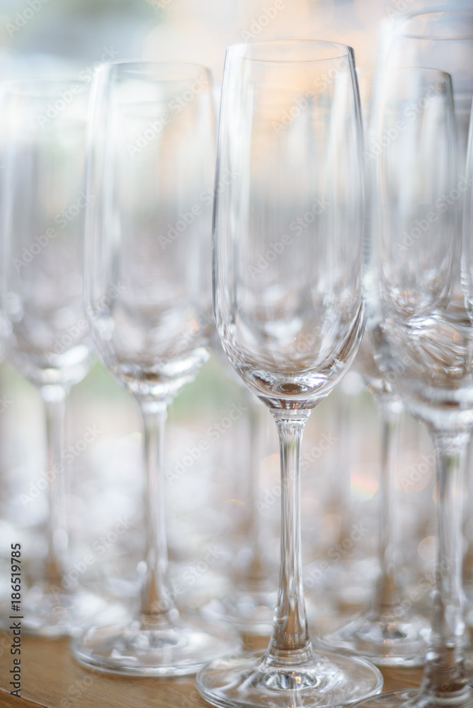 Concept picture - empty wine glasses ready for begining of party