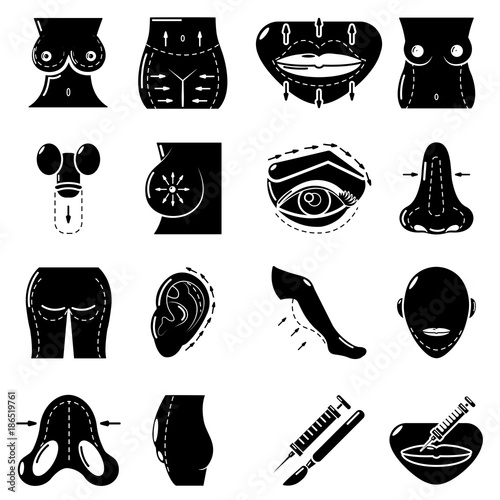Body parts icons set, simple style