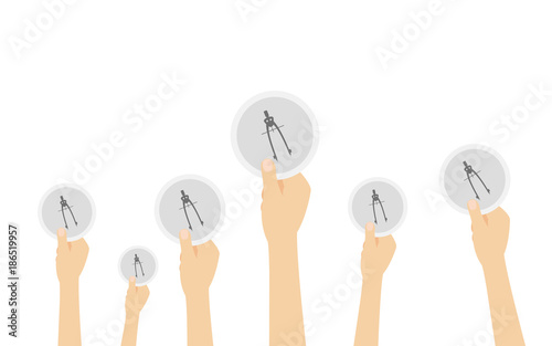 Hände halten Zirkel