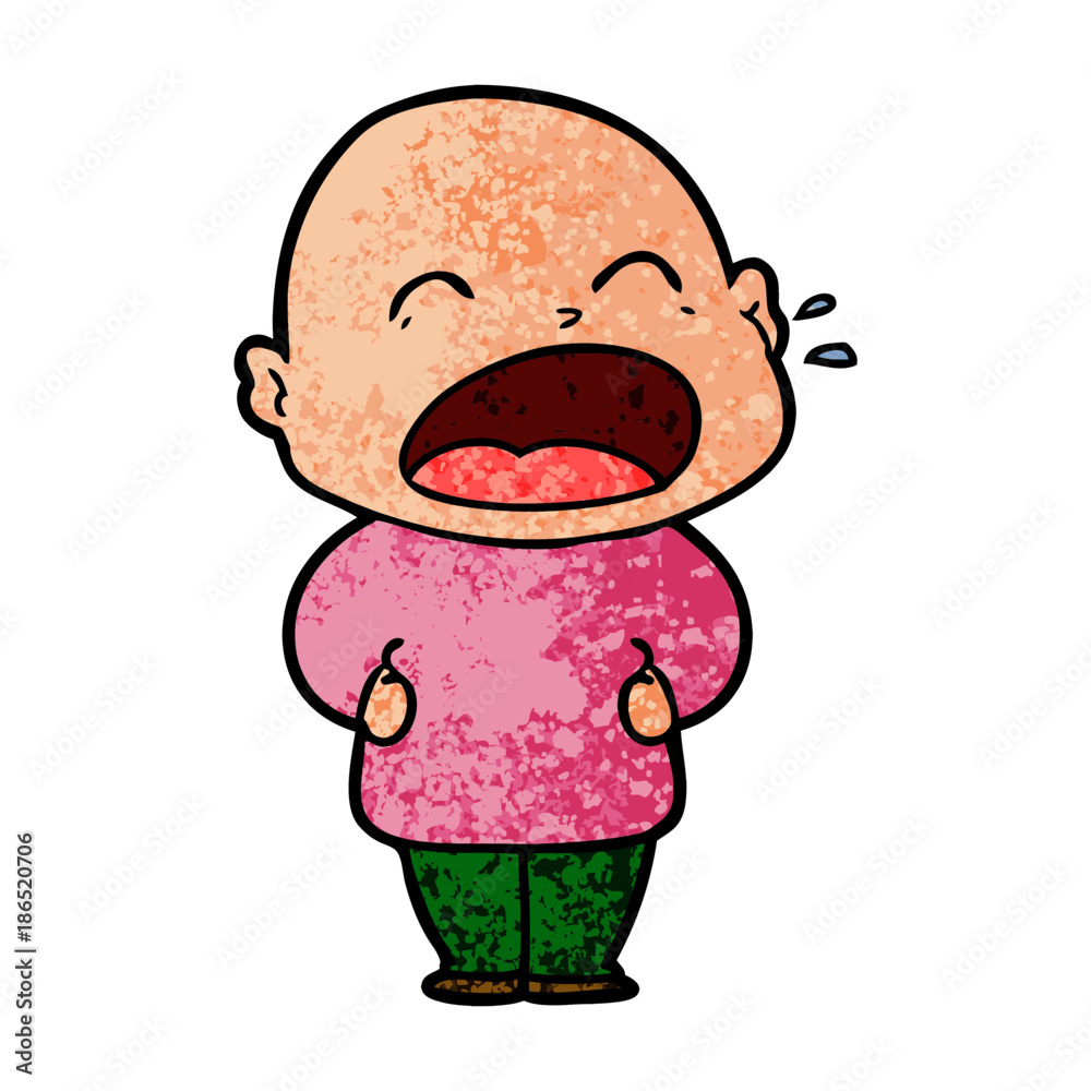 cartoon shouting bald man