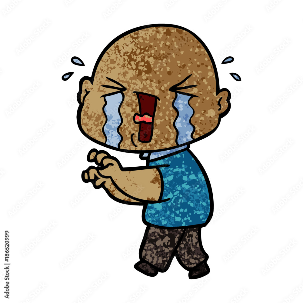 cartoon crying bald man
