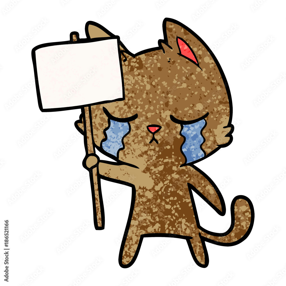 Obraz premium crying cartoon cat