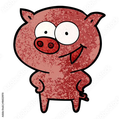 cheerful pig cartoon