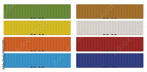 International standard cargo containers 40 ft, side view