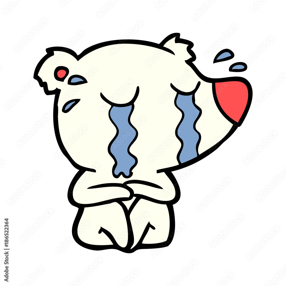 Fototapeta premium sad little polar bear cartoon